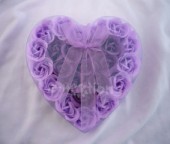Mýdlové květy fialové - srdce, 24ks 