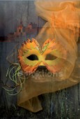 Benátská maska Vítr 19x13cm, polyresin
