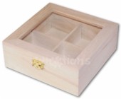 Dřevěná krabice se 4 přihrádkami 16x16x6cm