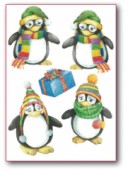 Filc s potiskem 15x21 - Čtyři tučňáčci 