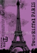 Filc s potiskem 15x21 - Eiffelovka ve fialovém
