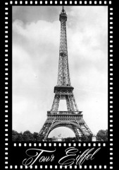 Filc s potiskem 15x21 - Eiffelovka v černo-bílém