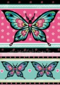 Filc s potiskem 15x21 - Motýli v tyrkysovo-růžovém