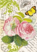 Filc s potiskem 15x21 - Pohlednice s růžemi a motýly