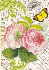 Filc s potiskem 15x21 - Pohlednice s růžemi a motýly
