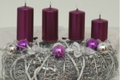 Adventní svíčky válec metalické LILA 4ks