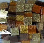 Akryl. mozaika třpytivá 10x10mm -zlatohnědý mix