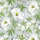 Filc s potiskem - Bílé květy