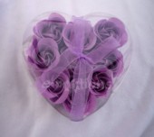 Mýdlové květy fialové - srdce, 9ks 