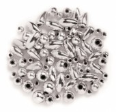 Deko-perličky Mix: kulaté a oválné - stříbrné