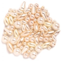 Deko-perličky Mix: kulaté a oválné - perleťově bílé